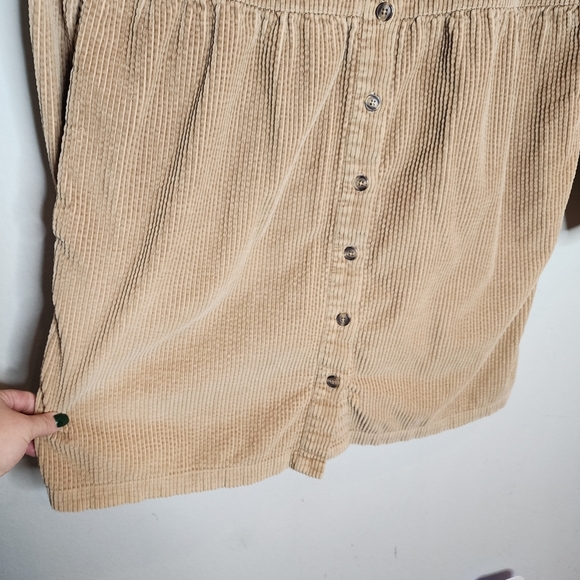 Talbots Corduroy Long Sleeve Tan Button Front Mini Dress Size 14 Pockets - Picture 13 of 16